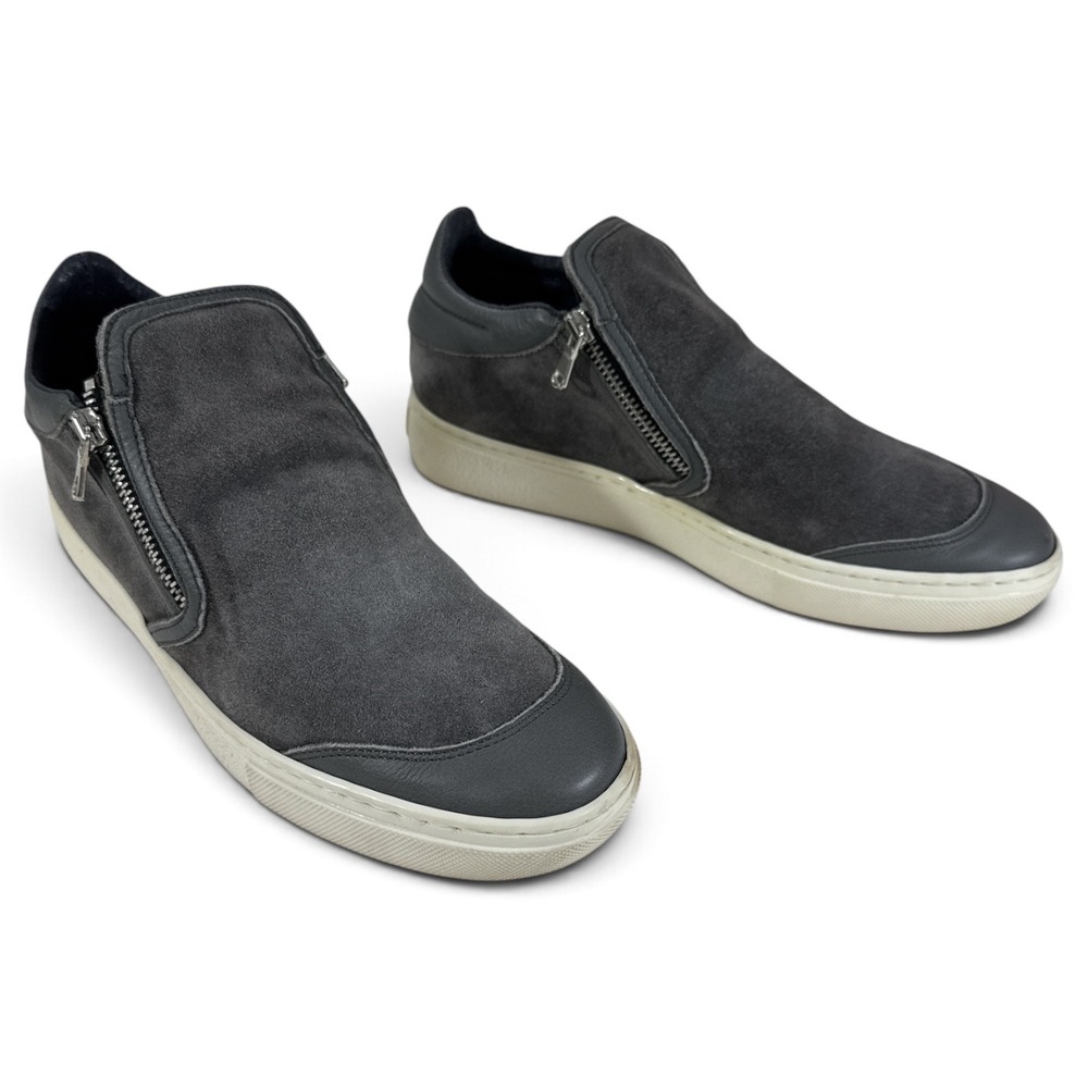 Barneys New York Womens Grey Suede Double Zip Slip On Sneakers Size 40 US 9.5